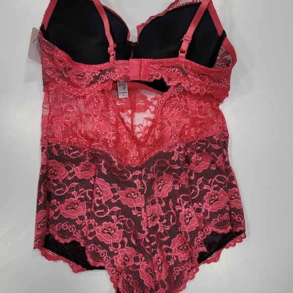 French Affair Floral Pink Lace Push-up Bodysuit Lingerie Sz Large - Picture 16 of 16